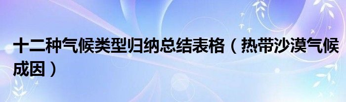 十二種氣候類型歸納總結表格（熱帶沙漠氣候成因）