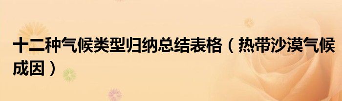 十二種氣候類型歸納總結表格（熱帶沙漠氣候成因）