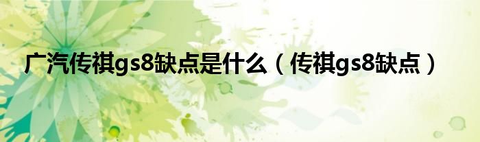 廣汽傳祺gs8缺點是什么（傳祺gs8缺點）