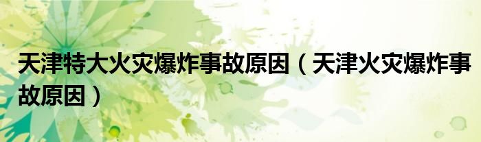 天津特大火災(zāi)爆炸事故原因（天津火災(zāi)爆炸事故原因）