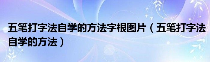 五筆打字法自學(xué)的方法字根圖片（五筆打字法自學(xué)的方法）