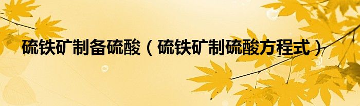 硫鐵礦制備硫酸（硫鐵礦制硫酸方程式）