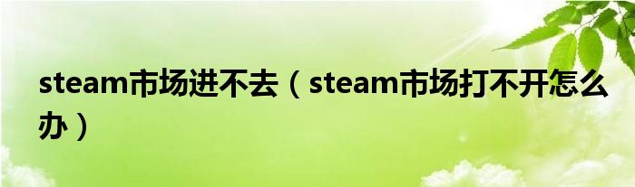steam市場進不去（steam市場打不開怎么辦）