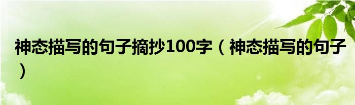 神態(tài)描寫的句子摘抄100字（神態(tài)描寫的句子）