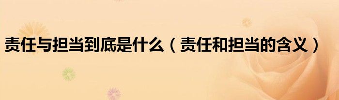 責(zé)任與擔(dān)當(dāng)?shù)降资鞘裁矗ㄘ?zé)任和擔(dān)當(dāng)?shù)暮x）