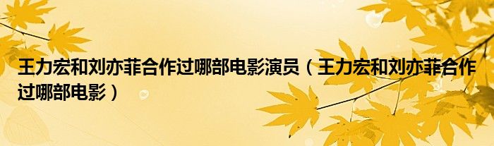 王力宏和劉亦菲合作過哪部電影演員（王力宏和劉亦菲合作過哪部電影）