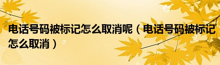 電話號碼被標記怎么取消呢（電話號碼被標記怎么取消）
