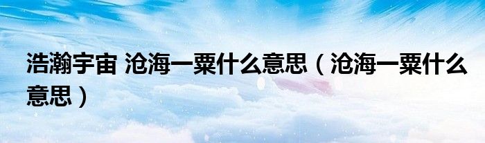 浩瀚宇宙 滄海一粟什么意思（滄海一粟什么意思）