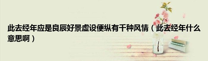 此去經(jīng)年應(yīng)是良辰好景虛設(shè)便縱有千種風(fēng)情（此去經(jīng)年什么意思?。? />
                                         </a>
                                    </div>
                                 <div   id=