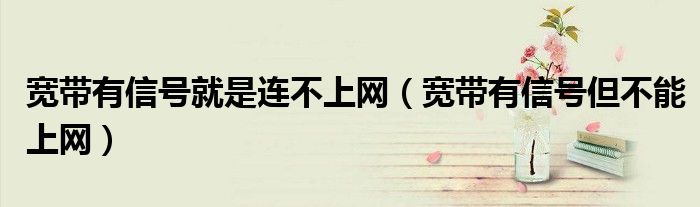 寬帶有信號就是連不上網(wǎng)（寬帶有信號但不能上網(wǎng)）