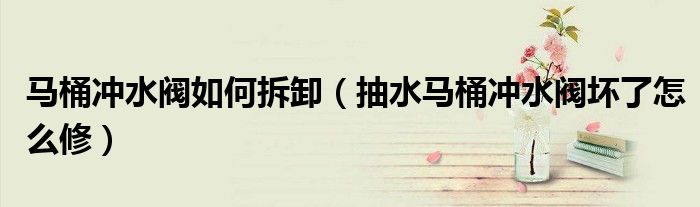 馬桶沖水閥如何拆卸（抽水馬桶沖水閥壞了怎么修）
