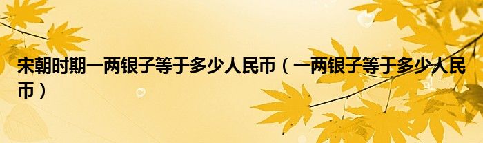 宋朝時(shí)期一兩銀子等于多少人民幣（一兩銀子等于多少人民幣）