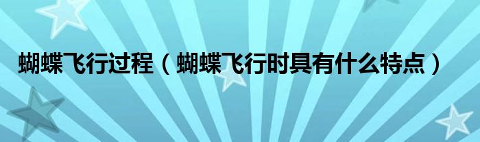 蝴蝶飛行過程（蝴蝶飛行時具有什么特點）