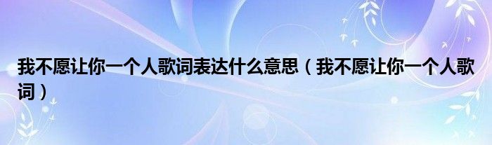 我不愿讓你一個人歌詞表達什么意思（我不愿讓你一個人歌詞）