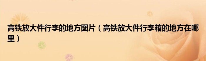 高鐵放大件行李的地方圖片（高鐵放大件行李箱的地方在哪里）