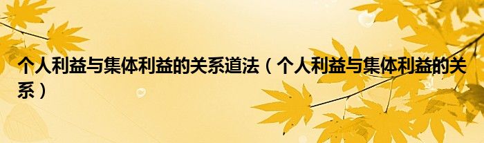 個(gè)人利益與集體利益的關(guān)系道法（個(gè)人利益與集體利益的關(guān)系）