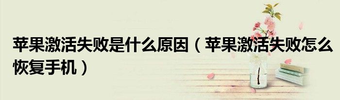 蘋(píng)果激活失敗是什么原因（蘋(píng)果激活失敗怎么恢復(fù)手機(jī)）
