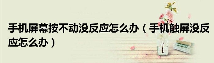手機屏幕按不動沒反應(yīng)怎么辦（手機觸屏沒反應(yīng)怎么辦）