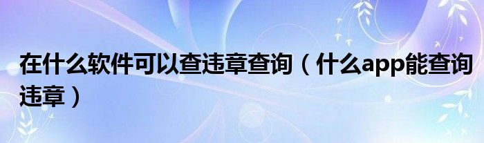 在什么軟件可以查違章查詢（什么app能查詢違章）