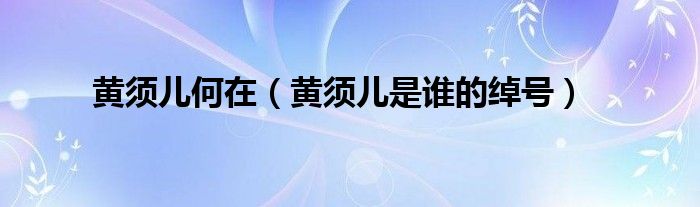 黃須兒何在（黃須兒是誰(shuí)的綽號(hào)）