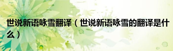世說新語詠雪翻譯（世說新語詠雪的翻譯是什么）