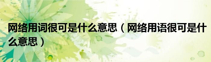 網(wǎng)絡(luò)用詞很可是什么意思（網(wǎng)絡(luò)用語很可是什么意思）