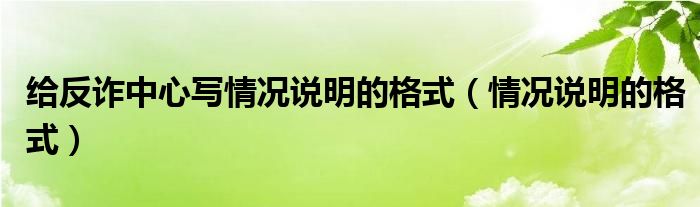 給反詐中心寫情況說明的格式（情況說明的格式）