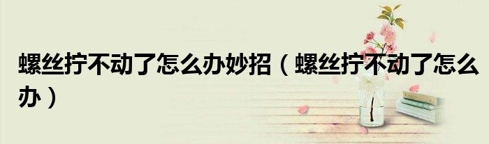 螺絲擰不動了怎么辦妙招（螺絲擰不動了怎么辦）