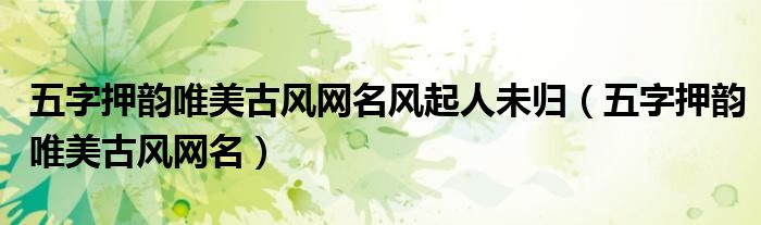 五字押韻唯美古風(fēng)網(wǎng)名風(fēng)起人未歸（五字押韻唯美古風(fēng)網(wǎng)名）