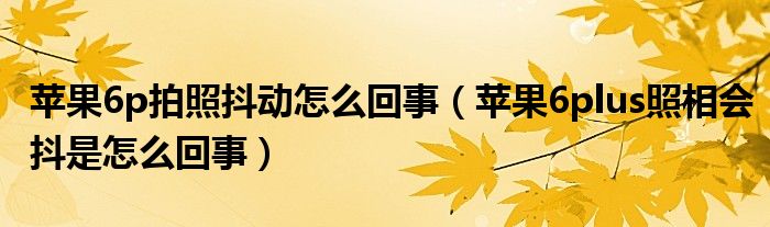 蘋果6p拍照抖動怎么回事（蘋果6plus照相會抖是怎么回事）