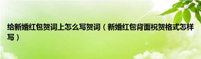 給新婚紅包賀詞上怎么寫賀詞（新婚紅包背面祝賀格式怎樣寫）