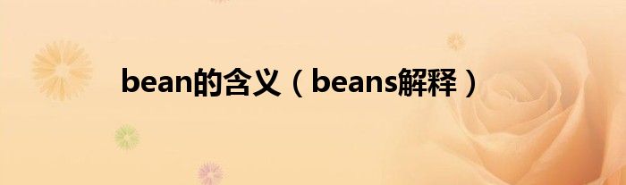 bean的含義（beans解釋）