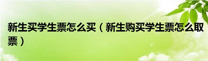 新生買學(xué)生票怎么買（新生購買學(xué)生票怎么取票）