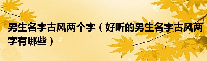 男生名字古風(fēng)兩個(gè)字（好聽(tīng)的男生名字古風(fēng)兩字有哪些）
