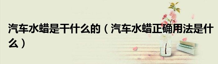 汽車水蠟是干什么的（汽車水蠟正確用法是什么）