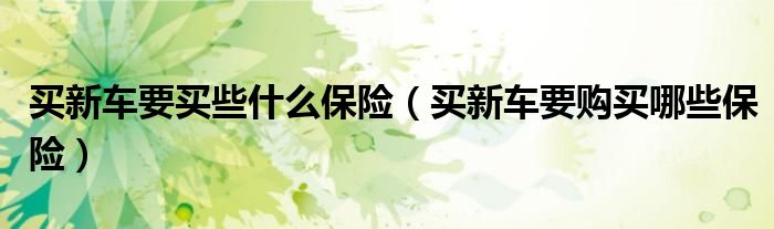 買新車要買些什么保險（買新車要購買哪些保險）