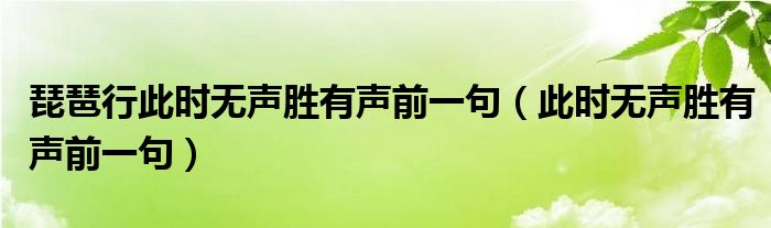琵琶行此時無聲勝有聲前一句（此時無聲勝有聲前一句）