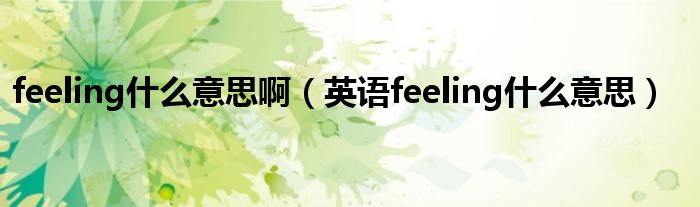 feeling什么意思?。ㄓ⒄Zfeeling什么意思）
