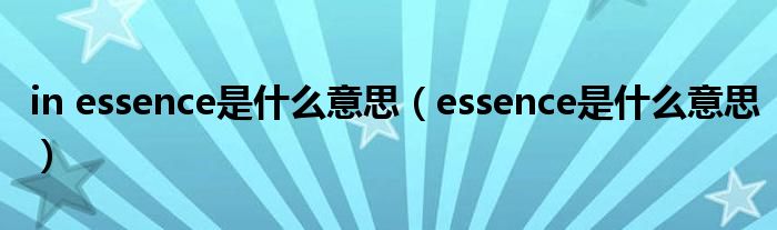 in essence是什么意思（essence是什么意思）