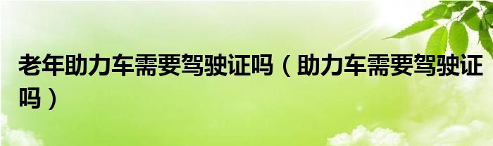 老年助力車需要駕駛證嗎（助力車需要駕駛證嗎）