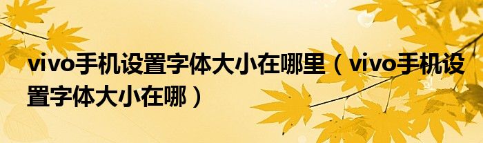 vivo手機設(shè)置字體大小在哪里（vivo手機設(shè)置字體大小在哪）