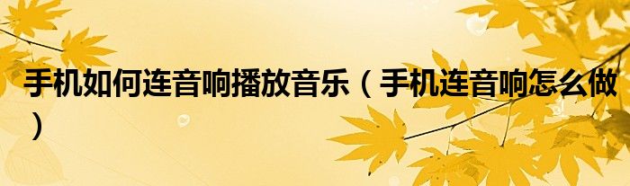 手機(jī)如何連音響播放音樂(lè)（手機(jī)連音響怎么做）