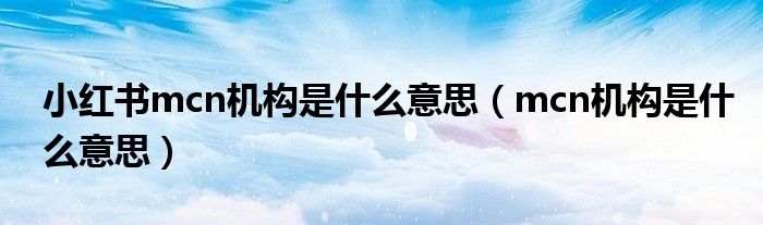 小紅書mcn機(jī)構(gòu)是什么意思（mcn機(jī)構(gòu)是什么意思）