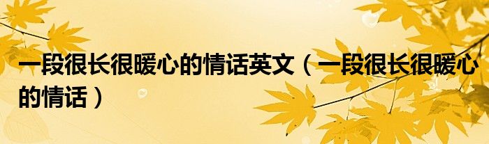 一段很長(zhǎng)很暖心的情話(huà)英文（一段很長(zhǎng)很暖心的情話(huà)）