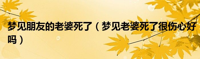 夢見朋友的老婆死了（夢見老婆死了很傷心好嗎）