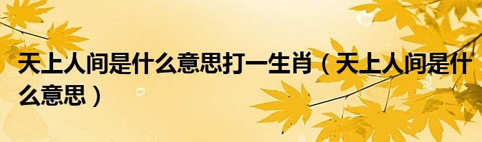 天上人間是什么意思打一生肖（天上人間是什么意思）