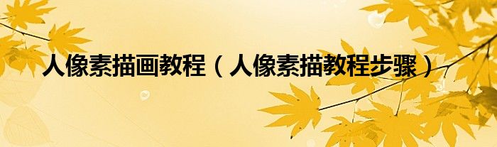 人像素描畫(huà)教程（人像素描教程步驟）