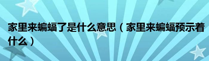 家里來蝙蝠了是什么意思（家里來蝙蝠預(yù)示著什么）