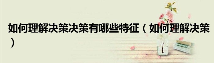 如何理解決策決策有哪些特征（如何理解決策）