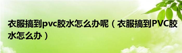 衣服搞到pvc膠水怎么辦呢（衣服搞到PVC膠水怎么辦）